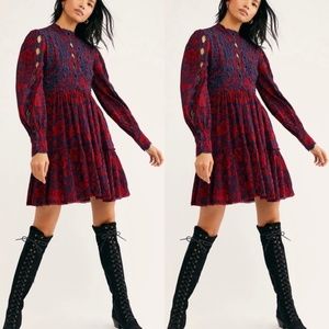 Free People Adair floral cutout Long Sleeve Dress